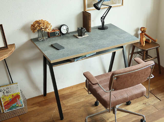 ダイニングテーブル PC デスク コンクリート風 ワークデスク fumi（フミ）コンクリート調タイプ｜北欧・ヴィンテージ