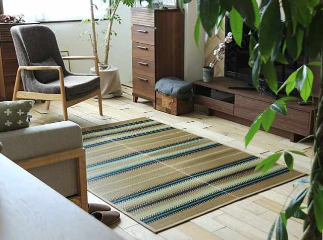 ラグマット BasShu IGUSA RUG BORDER Aタイプ｜北欧・ヴィンテージ