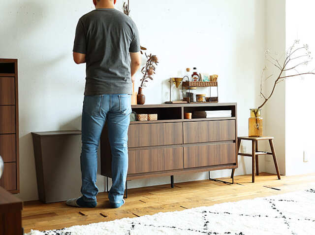 ローチェスト Kalen（カレン）幅120cm ブラウンカラー｜北欧