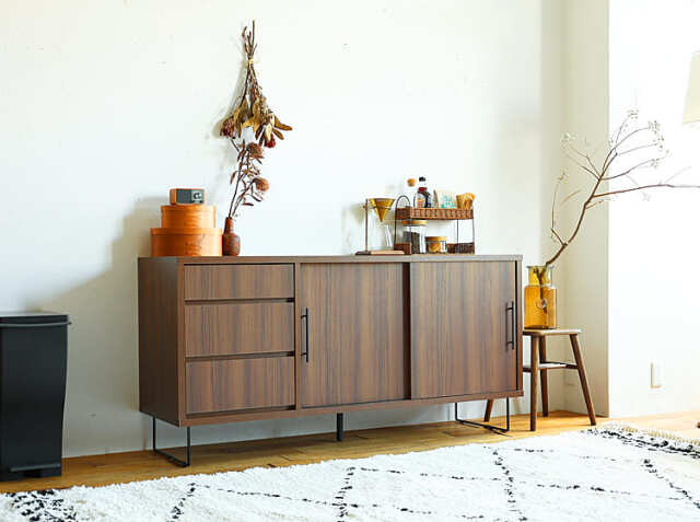 サイドボード Kalen（カレン）幅150cm ブラウンカラー｜北欧