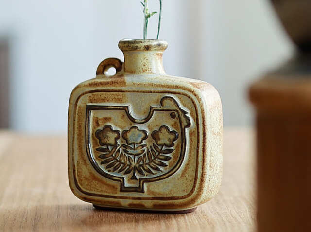 フラワーベース かしわ窯 grip square｜北欧・ヴィンテージ