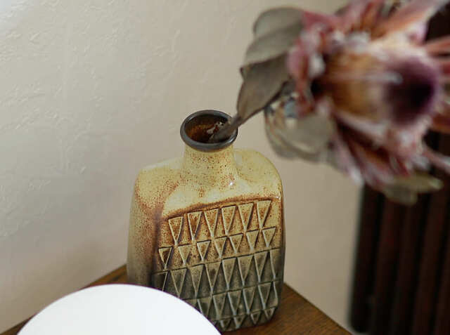 フラワーベース かしわ窯 triangle and bird｜北欧・ヴィンテージ