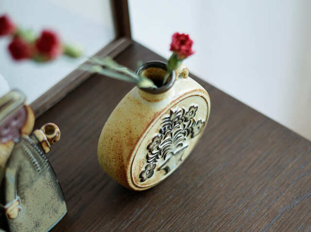 フラワーベース かしわ窯 grip round｜北欧・ヴィンテージ