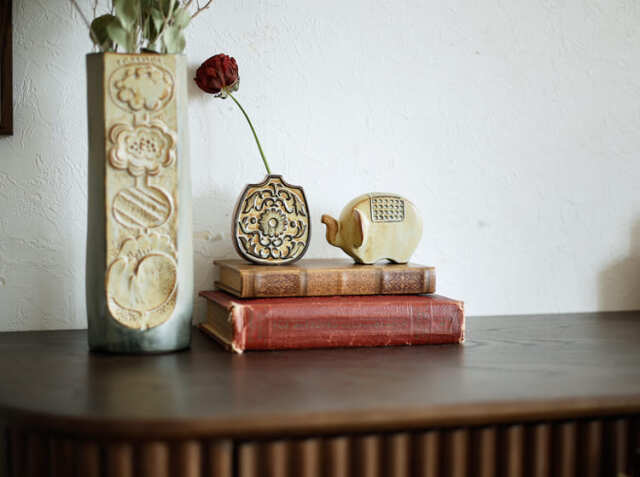 フラワーベース かしわ窯 arabesque round｜北欧・ヴィンテージ