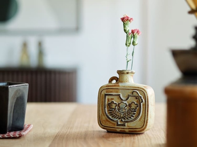 フラワーベース かしわ窯 grip square｜北欧・ヴィンテージインテリア