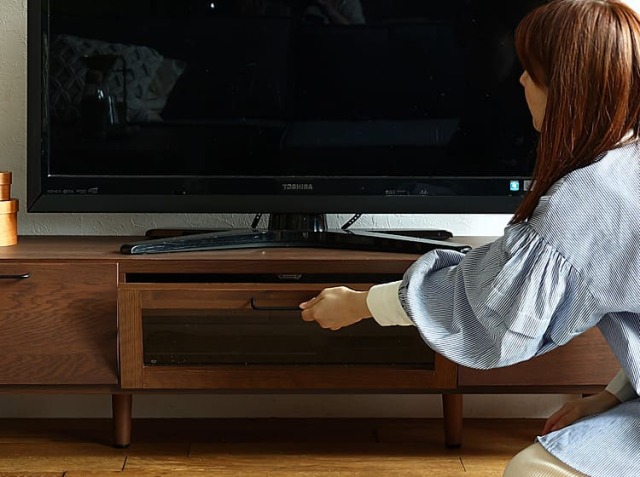 きんぎょ　　D35　ミラー扉　TV台 Amazon｜3点セット(テレビボード+ガラス扉キャビネット+木扉