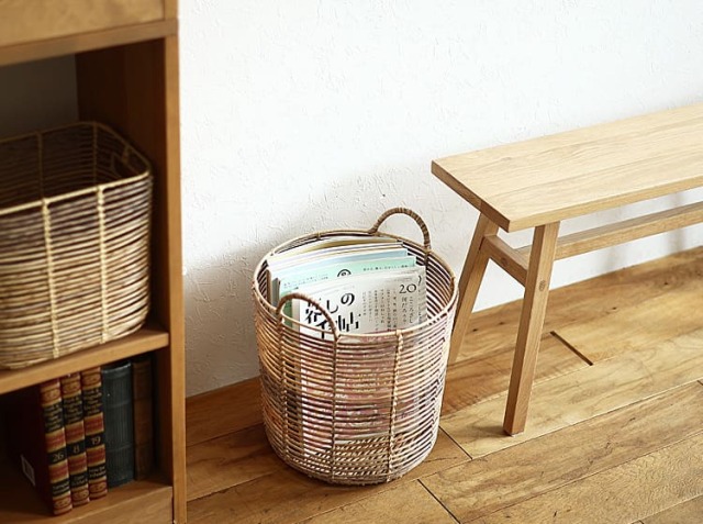 藤のバスケット ツルヤ商店 籐バスケット maru S[籐 ラタン カゴ