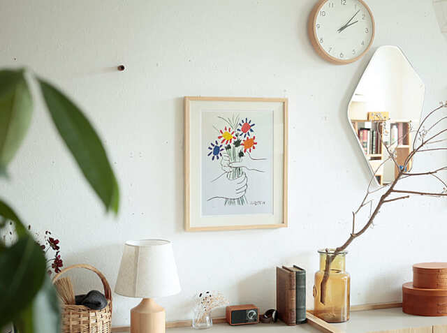 パブロ ピカソ サマーブーケ 太陽と花 額縁インテリア 絵 アート 絵画 ピカソ 「ブーケ」 インテリア 額入り 壁掛け おしゃれ