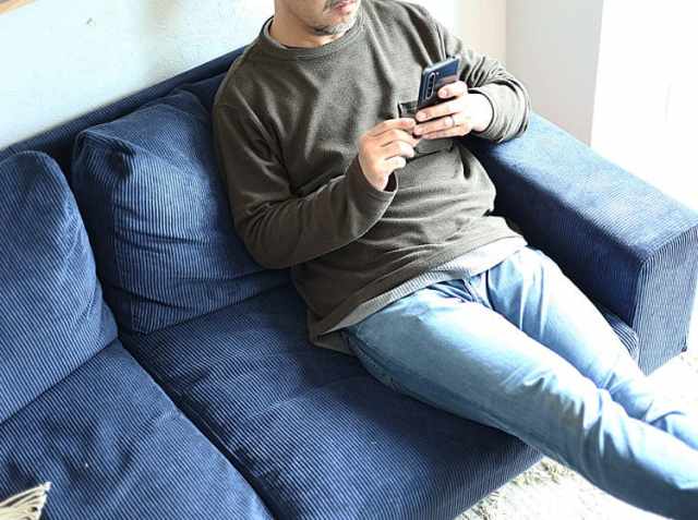 ブルー 布地 ボタン付きソファ 2人掛け ソファ ソファーベッド 二人掛け お洒落 ブルー 布 2人 幅120cm 完成品