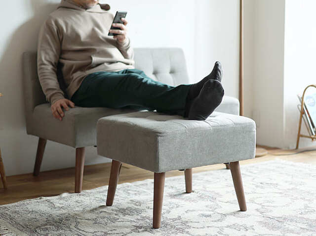 【美品】オットマン　グレー　幅・奥行57cm・高さ42cm オットマン mild（ミルド）グレータイプ｜北欧・ヴィンテージ