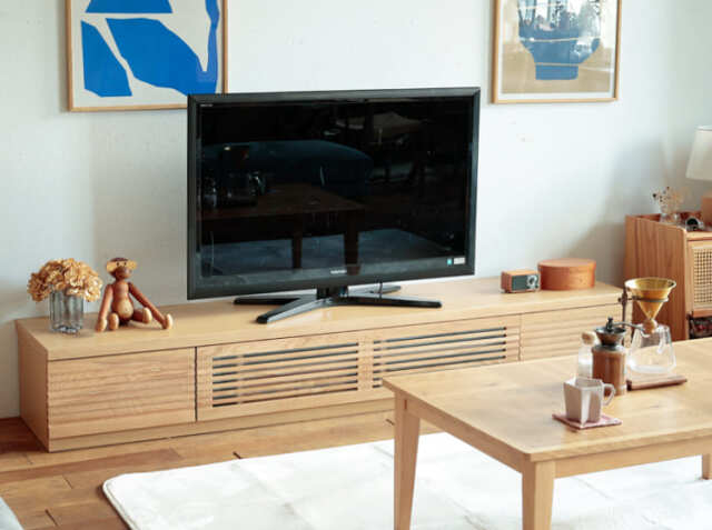 メラミンテレビボード　200cm 美品 テレビボード ROOD（ルード）幅200cm オークタイプ｜北欧