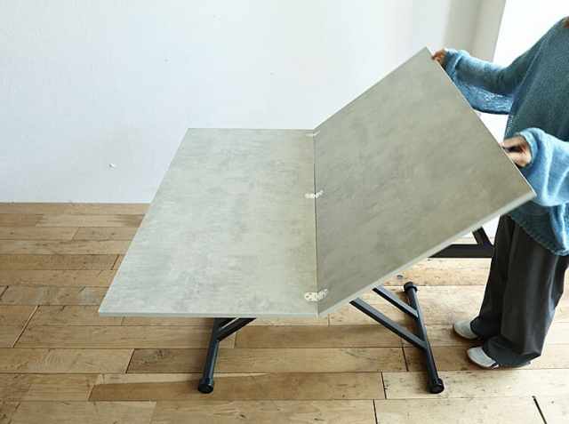 昇降・拡張テーブル Torshe（トルシェ）コンクリート調タイプ ｜北欧