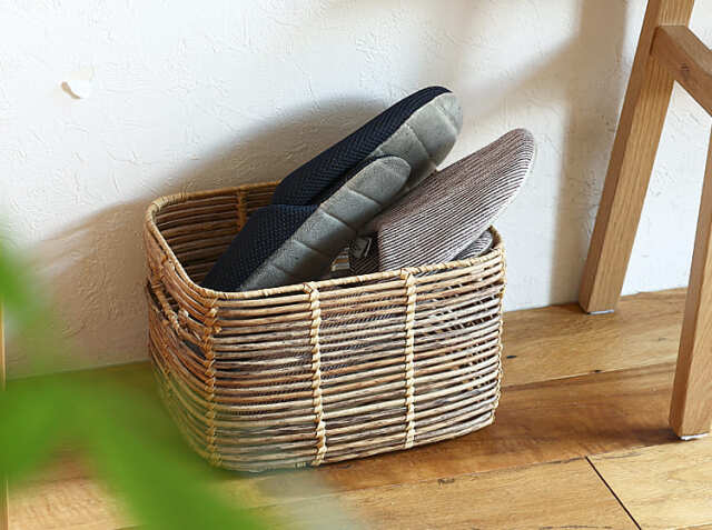 ブラウン 長方形バスケット ラタンバスケット Mサイズ（GK520MHR）ブラウンの通販・卸売り | アイ