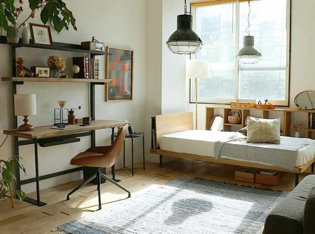 ベッド UNIK（ユニック） シェルフ付きタイプ｜北欧・ヴィンテージ