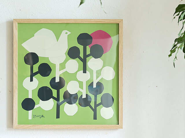 希少 アート作品 デザイン インテリア 当時物 アートポスター 森の中で 「切り絵作家 YUYA デザイン」｜北欧