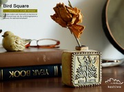 フラワーベース　かしわ窯　Vase Bird Square