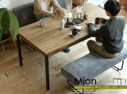 Kirario product｜160cmダイニングテーブル　mion(ミオン) 【 節ありの天然木オーク無垢材を贅沢に使用】  無垢材 オーク アイアン 4人用 北欧