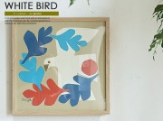 アートポスター　白い鳥が飛ぶ 「切り絵作家 YUYA デザイン」