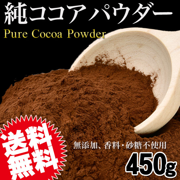 ココアパウダー 無糖 ピュアココア パウダー 純ココア 450g×1袋 無添加 粉末
