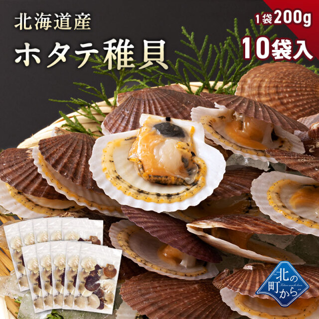 北海道産 ホタテ稚貝 1袋0g入 10 ほたて 帆立 ベビー帆立 殻付き 北の町から 北海道知床 羅臼発 漁師直送便