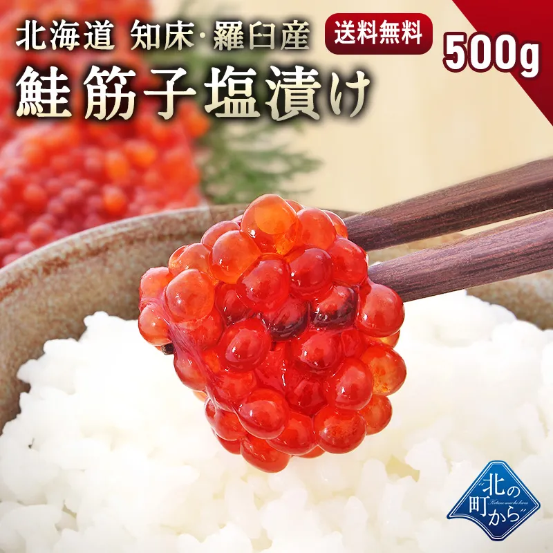 鮭筋子 北海道 知床・羅臼産 500g 塩漬け 熟成されたコクや旨味！ すじこ スジコ 筋子 国産