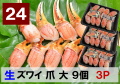 24)極上生本ズワイガニ 爪　大サイズ 9個 3Pセット