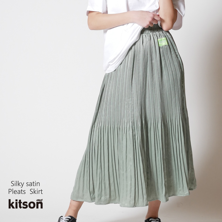 kitson me　シルキーサテンケシプリーツスカート◆