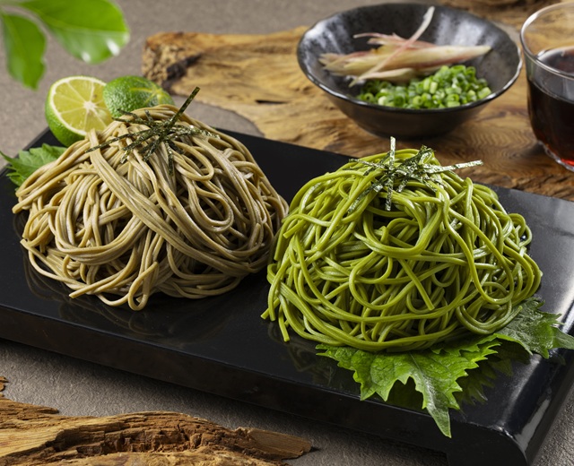 国産小麦粉使用茶そば