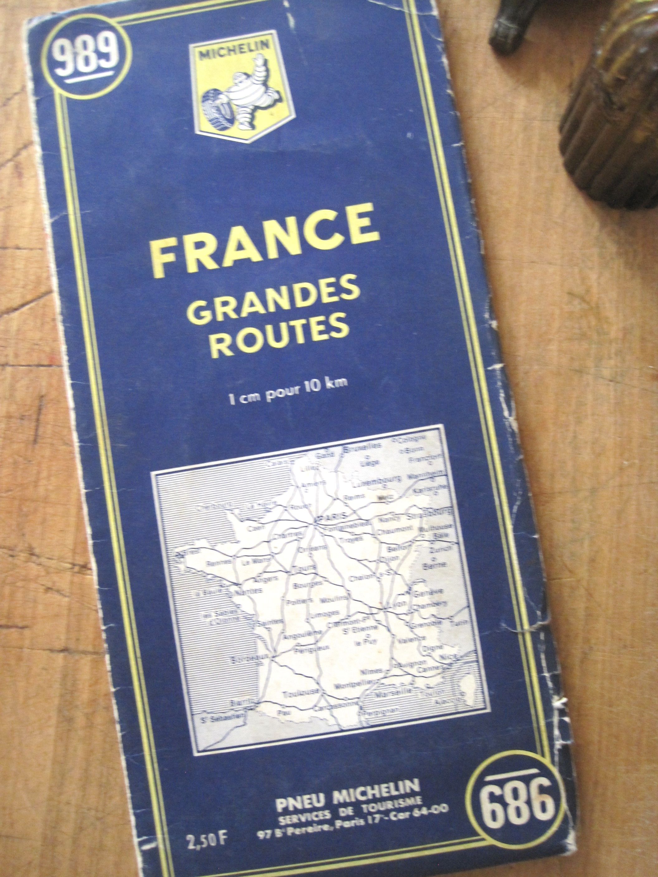 フランスアンティーク　ミシュランロードマップ　FRANCE GRANDES ROUTES　no.９８９
