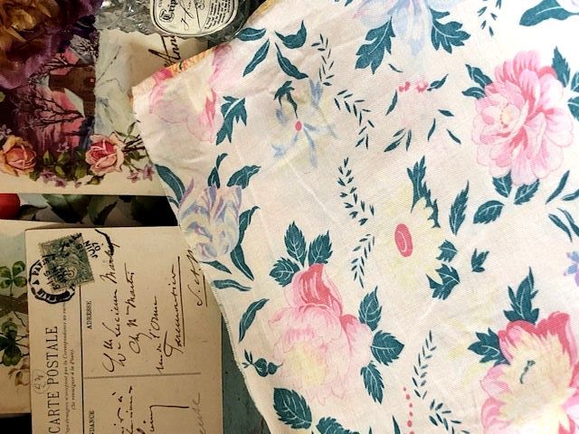 フランスアンティーク ファブリック コットン 花柄 レトロ 布地 ハンドメイド
