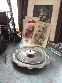 フランスアンティーク　シルバープレート小物入れ　オーバル　