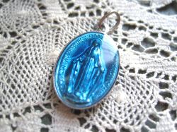 フランス製,不思議のメダイ,ブルーエナメル,現行