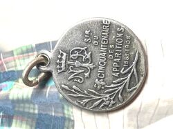 フランスアンティーク　聖母マリア出現50周年記念メダイ　Φ1,7cm  1908年