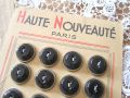 フランスアンティーク　ボタンシート２４ｐ ブラック　φ1,9ｃｍ