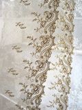 フランスアンティーク　刺しゅうチュールレーステープ　幅広１７cm　５０ｃｍカット売り