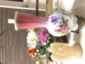 フランスアンティーク　手描きお花の一輪挿し　真鍮台座　Ｈ17cm