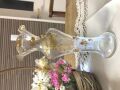 フランスアンティーク　アールヌーボーの金彩お花ガラス一輪挿し　Ｈ16,5cm
