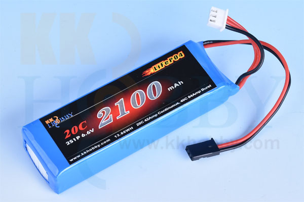 【四角型】受信機用LiFeバッテリー KKHOBBY 6.6V 2100mA