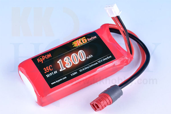 KK HOBBY】 バランス充電端子付 リポバッテリー KYPOM K6 7.4V 1300mA