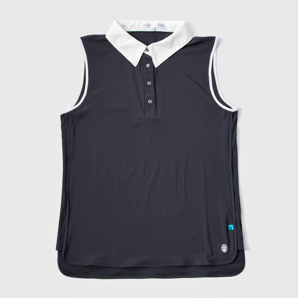 GILLES & LOEWS Women's No Sleeve Polo Shirt Navy