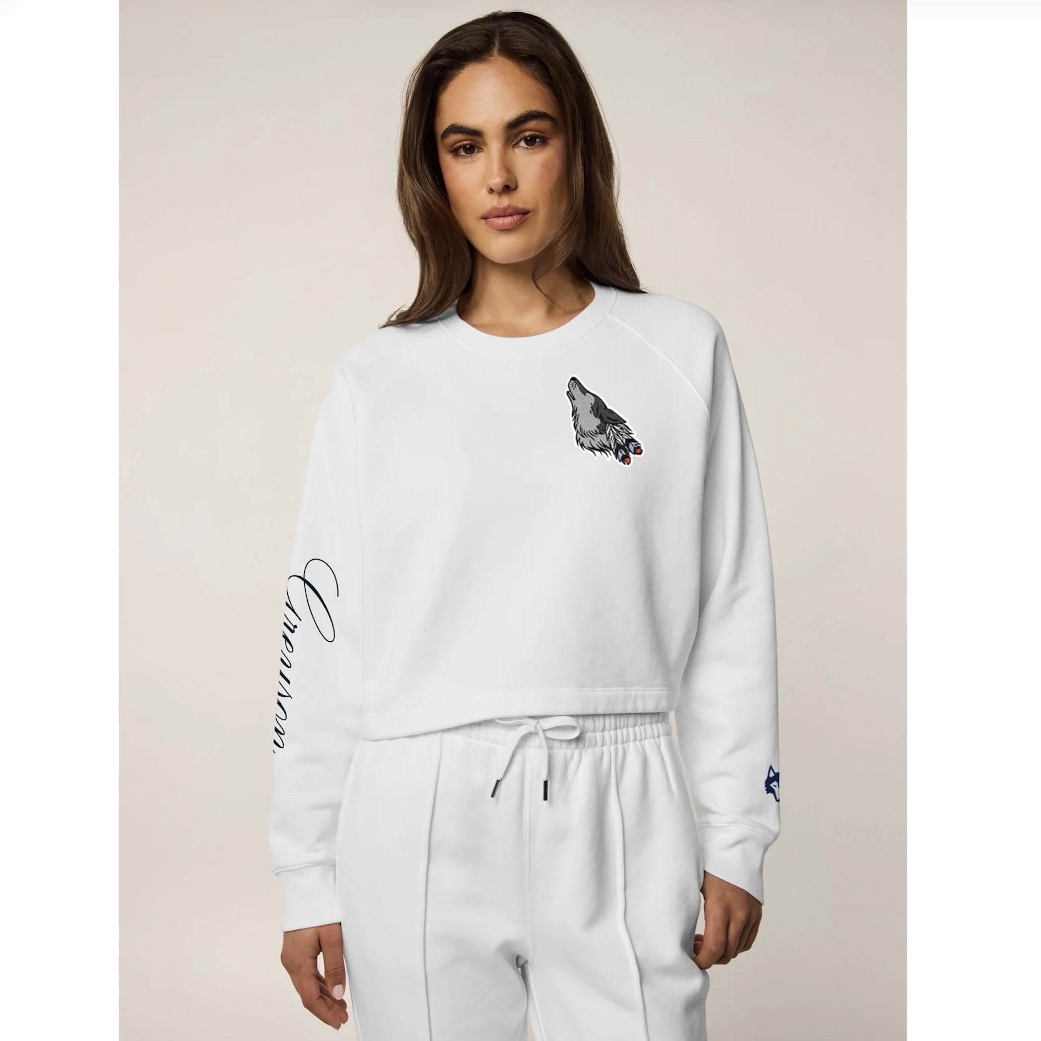 GREYSON Women's Cropped Aspen Crewneck スウェットシャツ In Spirit Arctic ホワイト