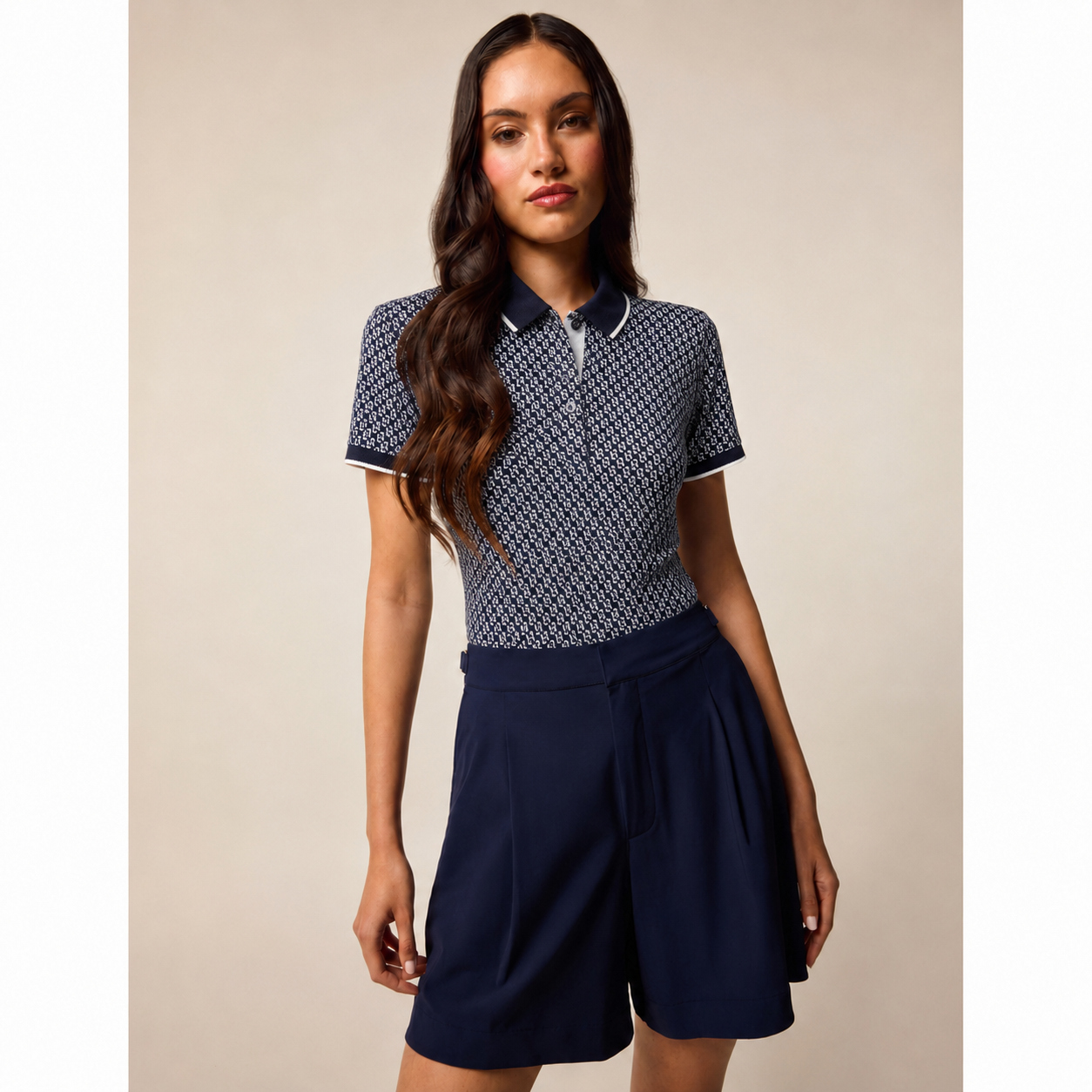 GREYSON Women's Scarlett Polo 女性用半袖ポロ W/Crowly Collar Wolf Tails Maltese Blue ネイビー