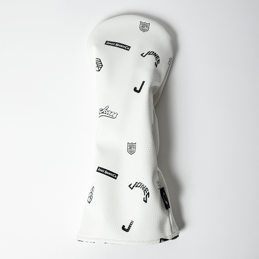 JONES ジョーンズ ドライバーカバー ホワイト PUレザー 刺繍ロゴ付き ゴルフクラブ用カバー