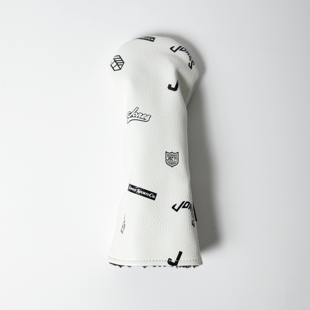 JONES ジョーンズ フェアウェイウッドカバー ホワイト PUレザー 刺繍ロゴ付き ゴルフクラブ用カバー