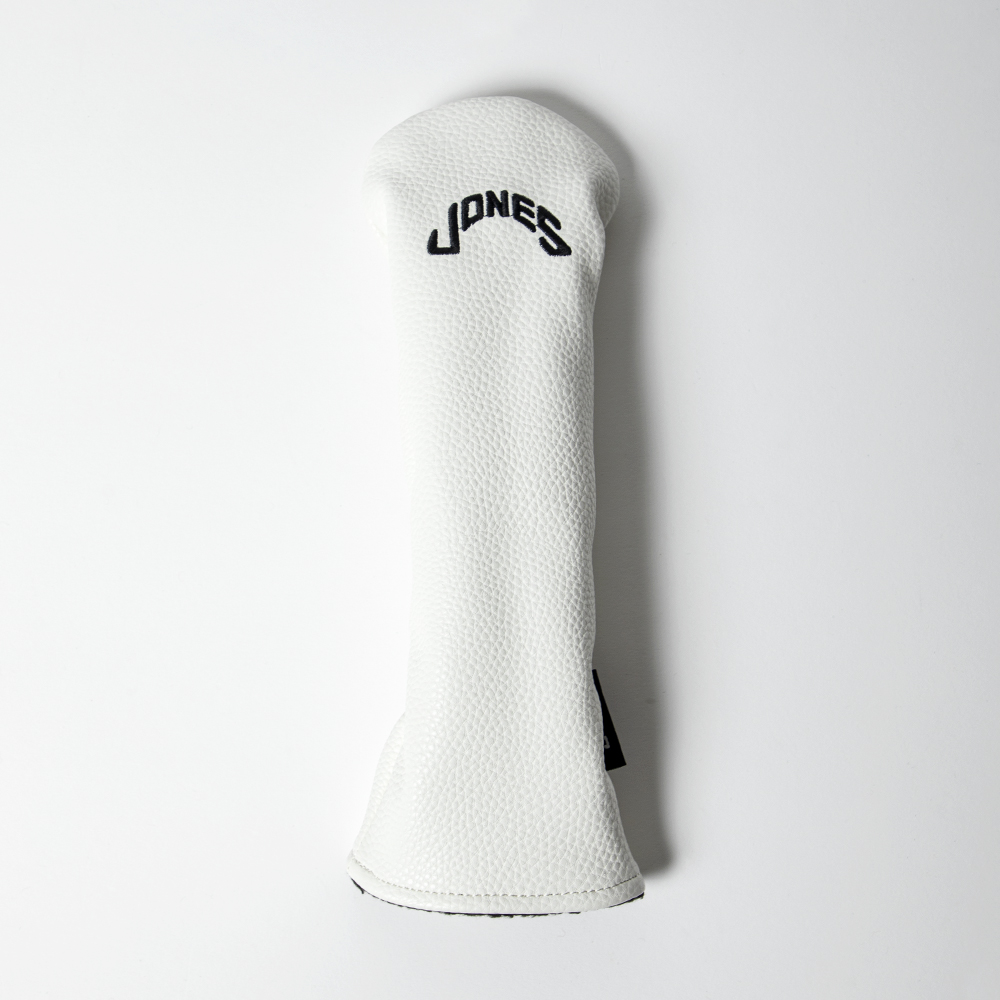 JONES ジョーンズ ハイブリッドカバー ホワイト PUレザー 刺繍ロゴ付き ゴルフクラブ用カバー