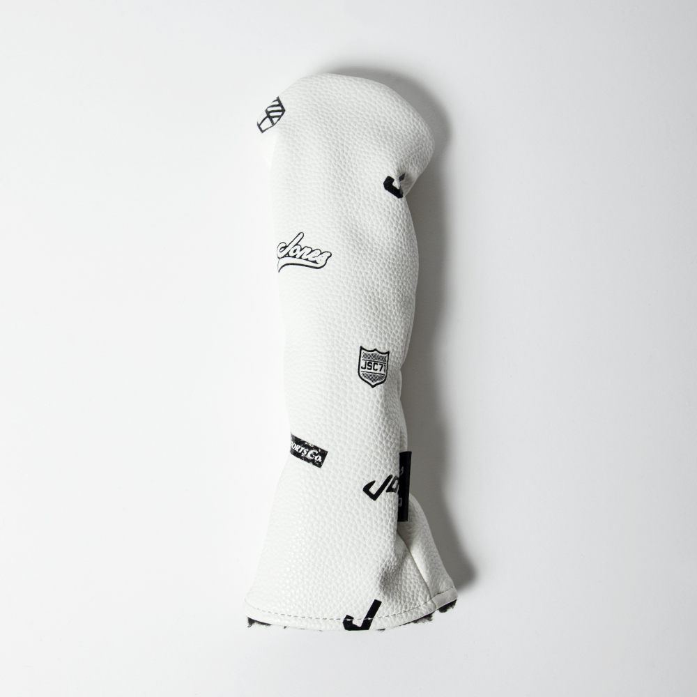JONES ジョーンズ ハイブリッドカバー ホワイト PUレザー 刺繍ロゴ付き ゴルフクラブ用カバー