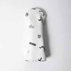 JONES ジョーンズ フェアウェイウッドカバー ホワイト PUレザー 刺繍ロゴ付き ゴルフクラブ用カバー