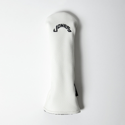 JONES ジョーンズ ハイブリッドカバー ホワイト PUレザー 刺繍ロゴ付き ゴルフクラブ用カバー