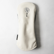 SEAMUS Driver Cover 1 Flat White Leather/Grey Waxed Canvas