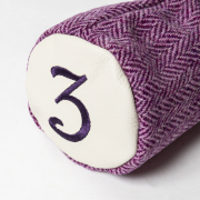 SEAMUS Fairway Wood Cover 3 Pink Harris Tweed/White Leather